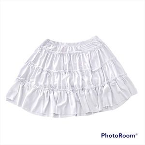 White Ruffle Circle Skater Skirt Inner Lining, Tiered Skirt